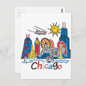 Carte Postale Chicago Kids Skyline (Devant / Derrière)