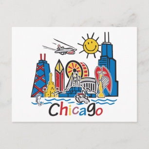 Carte Postale Chicago Kids Skyline