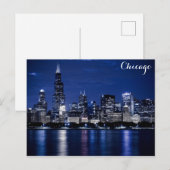 Carte Postale Chicago Lake Michigan Coast Skyline en soirée (Devant / Derrière)