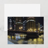 Carte Postale Chicago par nuit - À la rivière (Devant / Derrière)