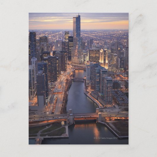Carte Postale Chicago River et Trump Tower d'en haut (Devant)