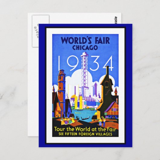 Carte postale Chicago Salutations Vintage (Devant / Derrière)