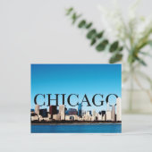 Carte Postale Chicago Skyline avec CHICAGO dans le ciel (Debout devant)