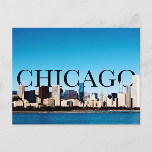 Carte Postale Chicago Skyline avec CHICAGO dans le ciel (Devant)