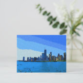 Carte Postale Chicago Skyline dans Collage Paint (Debout devant)
