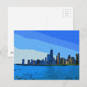 Carte Postale Chicago Skyline dans Collage Paint (Devant / Derrière)