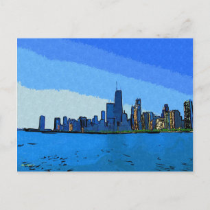 Carte Postale Chicago Skyline dans Collage Paint