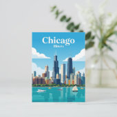 Carte Postale Chicago Skyline États-Unis (Debout devant)