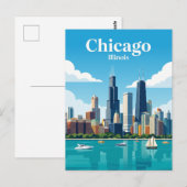 Carte Postale Chicago Skyline États-Unis (Devant / Derrière)