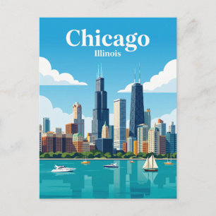 Carte Postale Chicago Skyline États-Unis