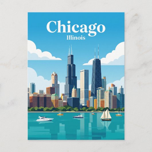 Carte Postale Chicago Skyline États-Unis (Devant)