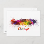 Carte Postale Chicago skyline in watercolor (Devant / Derrière)