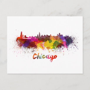 Carte Postale Chicago skyline in watercolor