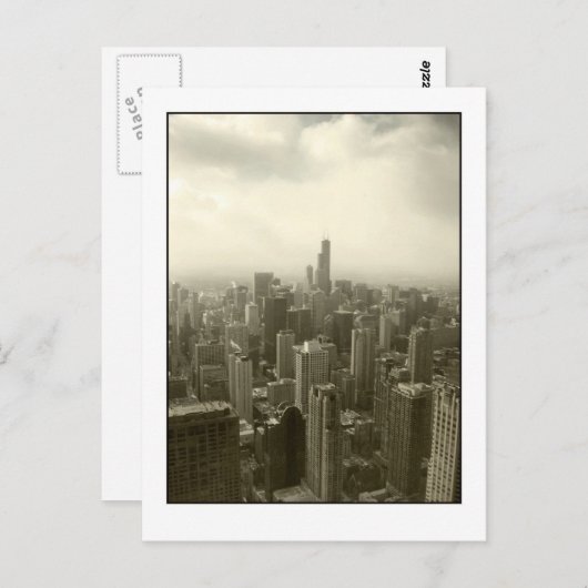 Carte Postale Chicago Skyline Mono (Devant / Derrière)