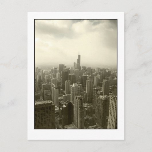 Carte Postale Chicago Skyline Mono (Devant)