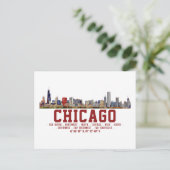 Carte Postale Chicago Skyline. Noms et coordonnées des zones (Debout devant)