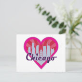 Carte Postale Chicago Skyline Sunburst Heart (Debout devant)