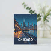 Carte Postale Chicago Starry Night Skyline View (Debout devant)