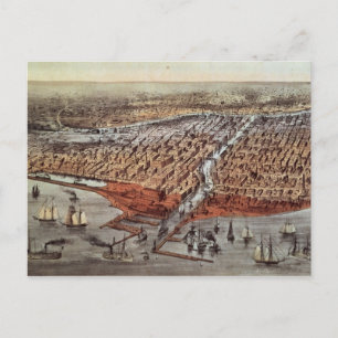 Carte Postale Chicago Tel qu'il était, vers 1880