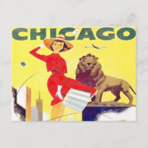 chicago tourisme poster rétro avion