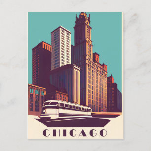 Carte Postale Chicago, Transports en commun, Voyage