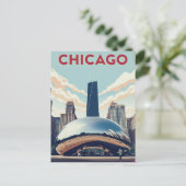 Carte Postale Chicago Travel Poster: The Bean and Willis Tower S (Debout devant)