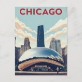 Carte Postale Chicago Travel Poster: The Bean and Willis Tower S (Devant)