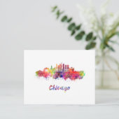 Carte Postale Chicago V2 skyline in watercolor (Debout devant)