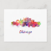 Carte Postale Chicago V2 skyline in watercolor (Devant)