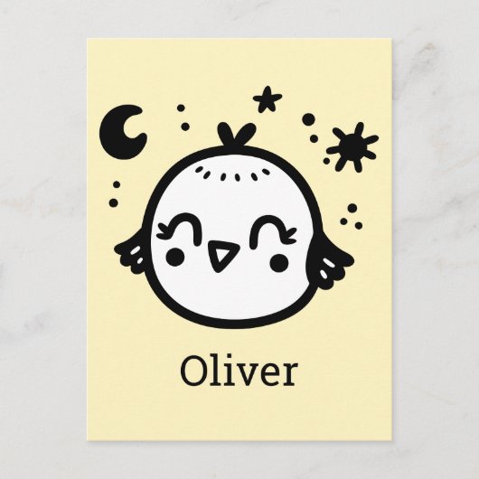 Carte Postale Chick gai - Kawaii Bird Line Art" (Devant)