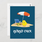Carte Postale Chick retraité, oh si mignon, (Devant / Derrière)