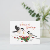 Carte Postale Chickadee Christmas Flat Postcard (Debout devant)