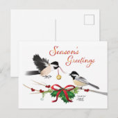 Carte Postale Chickadee Christmas Flat Postcard (Devant / Derrière)