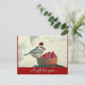 Carte Postale Chickadee Holiday Certificat cadeau (Debout devant)