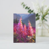 Carte Postale Chickadee sur les Fleurs sauvages de l'Alaska avec (Debout devant)