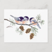 CHICKADEES & PINECONES par SHARON SHARPE