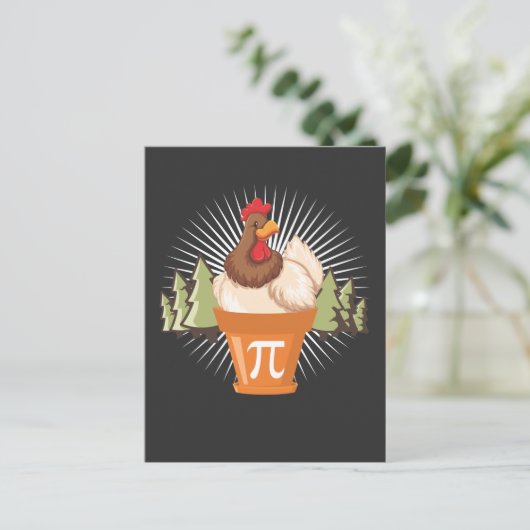 Carte Postale Chicken Pot Funny Pi Day Math amant 3.14 (Debout devant)