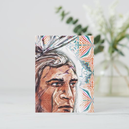 Carte Postale Chieftan ancien et motif fractal (Debout devant)