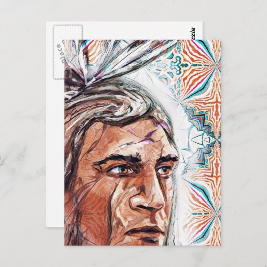 Carte Postale Chieftan ancien et motif fractal (Devant / Derrière)