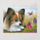 Carte Postale Chien 123 Papillon chien avec papillons (Devant)