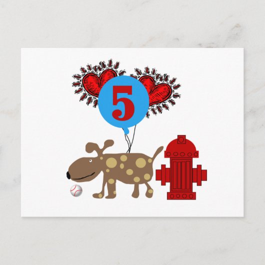Carte Postale Chien 5e anniversaire tshirts et cadeaux (Devant)