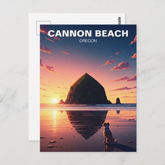 Carte Postale Chien à Cannon Beach Oregon (Devant / Derrière)