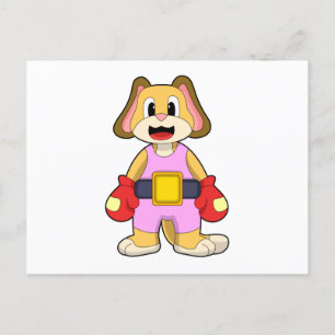 Carte Postale Chien à la boxe avec des gants de boxe