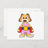 Carte Postale Chien à la boxe avec des gants de boxe (Devant / Derrière)