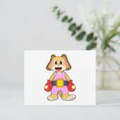 Carte Postale Chien à la boxe avec gants de boxe (Debout devant)