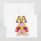 Carte Postale Chien à la boxe avec gants de boxe (Devant / Derrière)