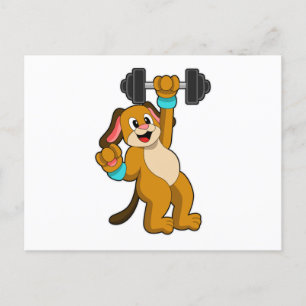 Carte Postale Chien à la musculation avec haltère