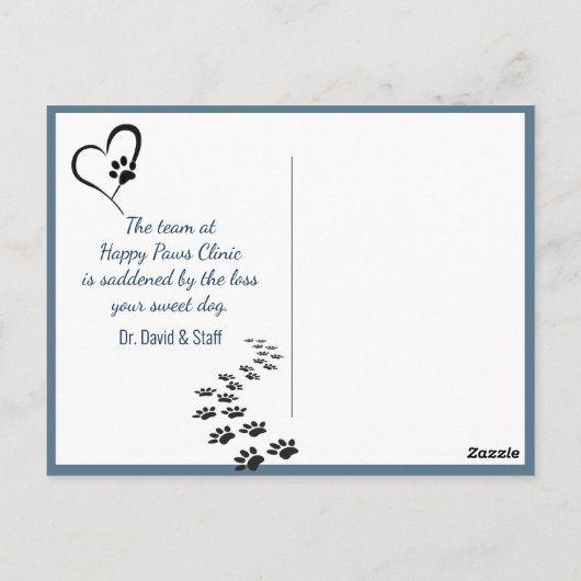 Carte Postale Chien à l'aquarelle avec sympathie pour la perte d (Dos)