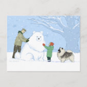 Carte Postale Chien à neige Keeshond | Cute Keesie WInter Scène (Devant)