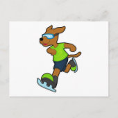 Carte Postale Chien à Patinage sur glace avec lunettes (Devant)